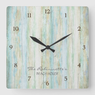 Horloge Carrée Driftwood Ocean Beach House Coastal Seashoredriftw