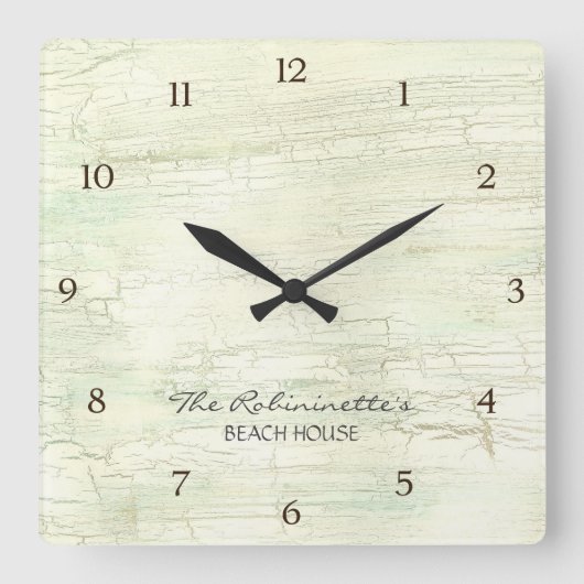 Horloge Carrée Driftwood Ocean Beach House Plage Côtier (Recto)