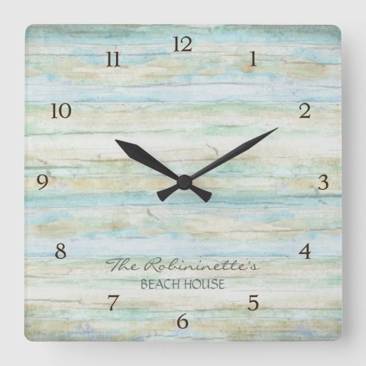 Horloge Carrée Driftwood Ocean Beach House Plage Côtier (Recto)
