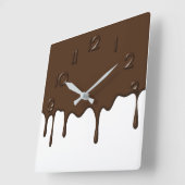 Horloge Carrée Dripping Chocolate - Wall Clock (Angle)