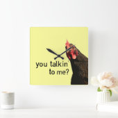 Horloge Carrée Drôle Attitude poulet (Maison)