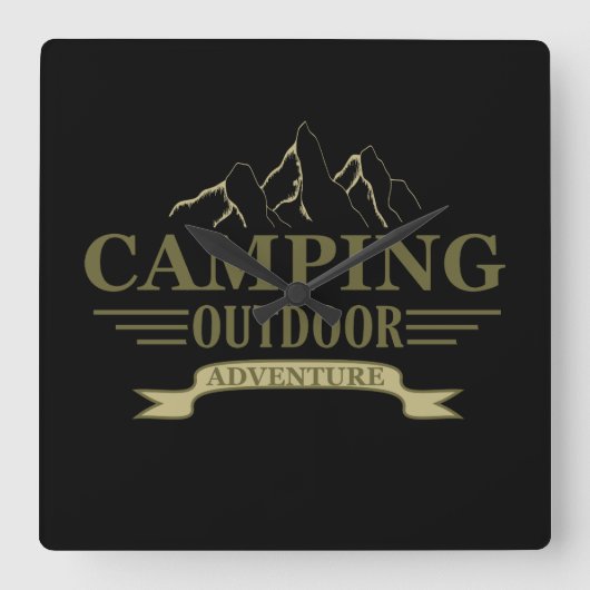 Horloge Carrée Drôle camper de camping dit pour les campeurs (Recto)
