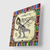 Horloge Carrée Drôle Charlotte Bronte Saurus Dinosaur Lecteur de  (Angle)