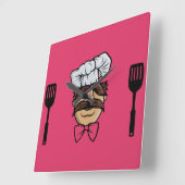 Horloge Carrée Drôle Chef suédois (Angle)