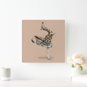 Horloge Carrée Drôle de la Girafe sportive (Maison)