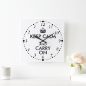 Horloge Carrée Drôle gardez le calme et continuez vers l'arrière (Maison)