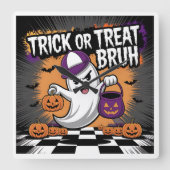 Horloge Carrée Drôle Halloween fantôme & Citrouilles (Recto)