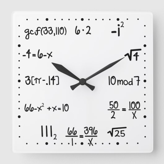 Horloge Carrée Drôle Jeu de quiz Pop Math Genius (Recto)