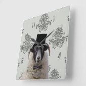 Horloge Carrée Drôle marié mouton dans le chapeau supérieur (Angle)