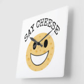 Horloge Carrée drôle mignonne blague dire fromage (Angle)