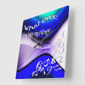 Horloge Carrée Drôle Quoi que je sois en retard Abstrait bleu (Angle)