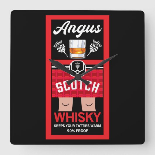 Horloge Carrée Drôle Scotch Whisky (Recto)
