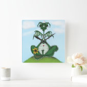 Horloge Carrée Drôle Yogi Dragon Peinture (Maison)