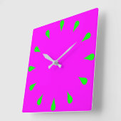 Horloge Carrée Drops vert citron (Angle)