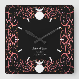 Horloge Carrée Dual Gods Clock for Wiccan Gay Newly Weds