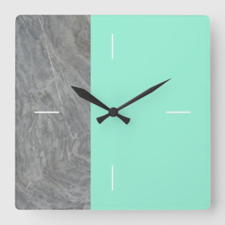 Horloge Carrée DUET | marbre vert de mer ou toute couleur