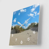 Horloge Carrée Dunes avec ciel bleu - (Angle)