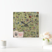 Horloge Carrée Dunlop Map of Shakespeare Country, Angleterre (Maison)