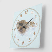 Horloge Carrée Duo de Pekingese (Angle)