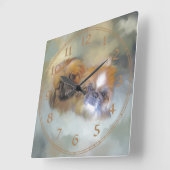 Horloge Carrée Duo de Pékinois doux (Angle)
