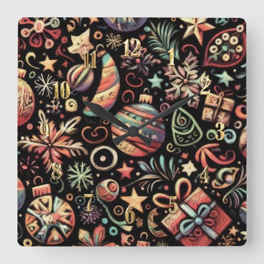 Horloge Carrée Dur Pasteurs Dessiner Motifs de Noël (Recto)