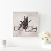 Horloge Carrée Dutch Shepherd - Illustration utchie (Maison)