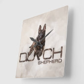 Horloge Carrée Dutch Shepherd - Illustration utchie (Angle)
