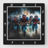 Horloge Carrée Dynamic Football Action  (Recto)