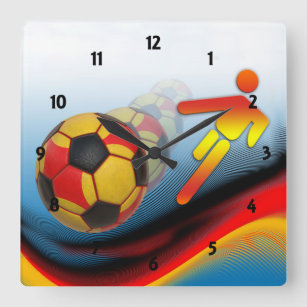 Horloge Carrée Dynamique du football et du football