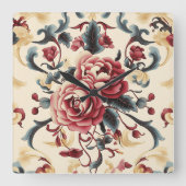 Horloge Carrée Dynastie Rose en Silken (Recto)