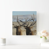 Horloge Carrée E45 Bull Elk Close Up (Maison)