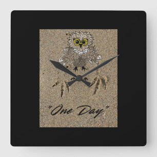 Horloge Carrée Eagle Baby & Footprints in the Sand "One Day"