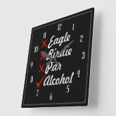 Horloge Carrée Eagle Birdie par Alcohol Humour (Angle)