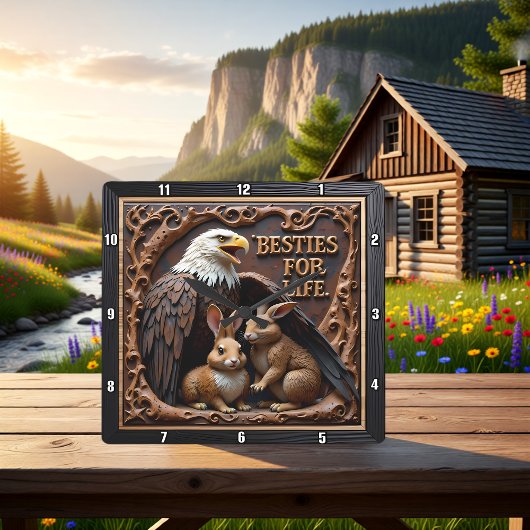 Horloge Carrée Eagle Rabbit Textured Companions