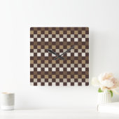 Horloge Carrée Earthy minerals checkerboard pattern (Maison)