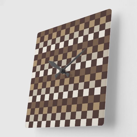 Horloge Carrée Earthy minerals checkerboard pattern (Angle)