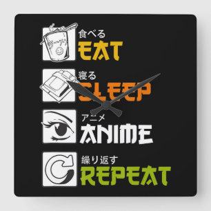 Horloge Carrée Eat Sleep Anime Repeat Venin Idea Cosplayer