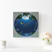 Horloge Carrée Eau au Clair de Lune (Maison)