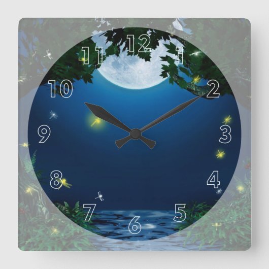 Horloge Carrée Eau au Clair de Lune (Recto)