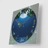 Horloge Carrée Eau au Clair de Lune (Angle)