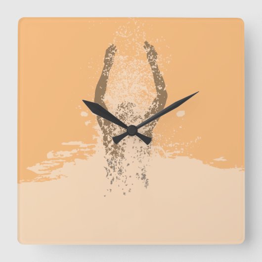 Horloge Carrée Eau humaine fraîche de Grunge noir et blanc (Recto)