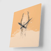 Horloge Carrée Eau humaine fraîche de Grunge noir et blanc (Angle)