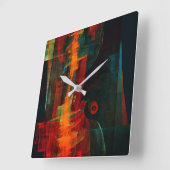 Horloge Carrée Eau Orange Rouge Bleu moderne Art Abstrait Motif (Angle)