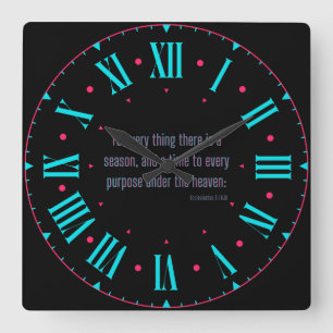 Horloge Carrée Ecclésiaste 3:1 KJV Bible Verse Numéros romains