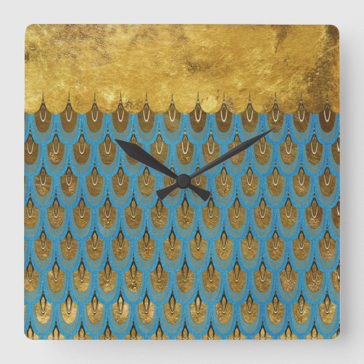 Horloge Carrée Echelles de Parties scintillant de sirène Gold Shi (Recto)