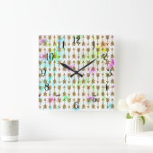 Horloge Carrée Éclaboussures d'aquarelles de flèches d'effet de (Maison)