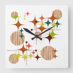 Horloge Carrée Éclats d'étoiles et globes de style moderne du mil