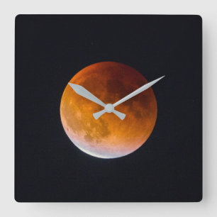 Horloge Carrée Éclipse lunaire de la Lune bleue État de Washing