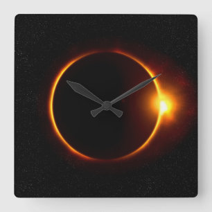 Horloge Carrée Éclipse solaire Sun foncé et lune