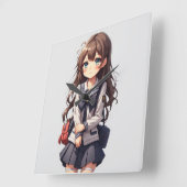 Horloge Carrée École japonaise d'Anime (Angle)